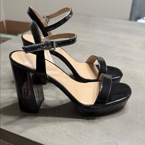 Mix No. 6 Black Patent Block Heels
